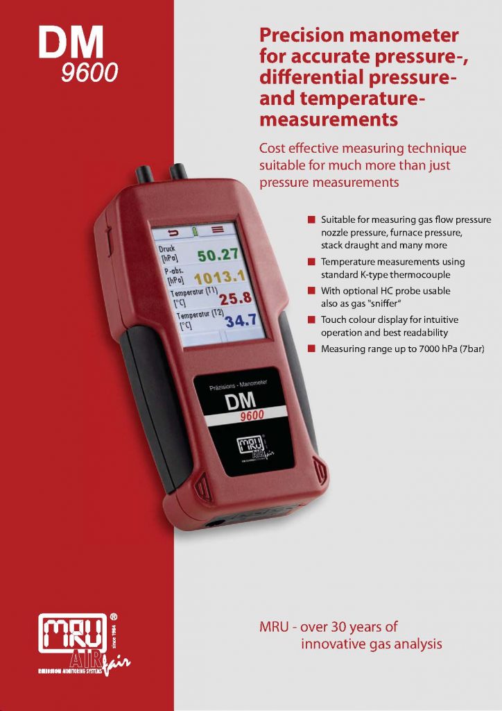 DM 9600 - Manomètre / Pressiomètre - MRU Instruments - Analyseurs  d'émissions